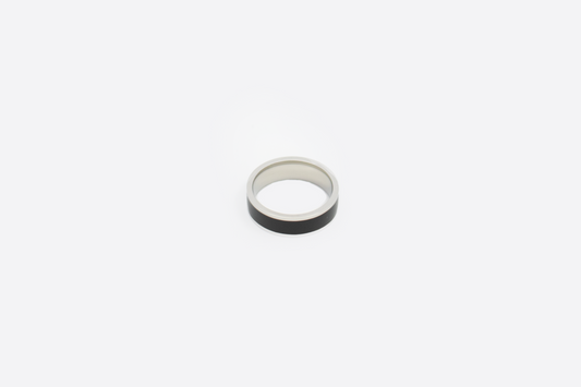 BLACK WHITE RING, MINIMALISTIC, ESSENTIAL. MEN CLEAN JEWELRY